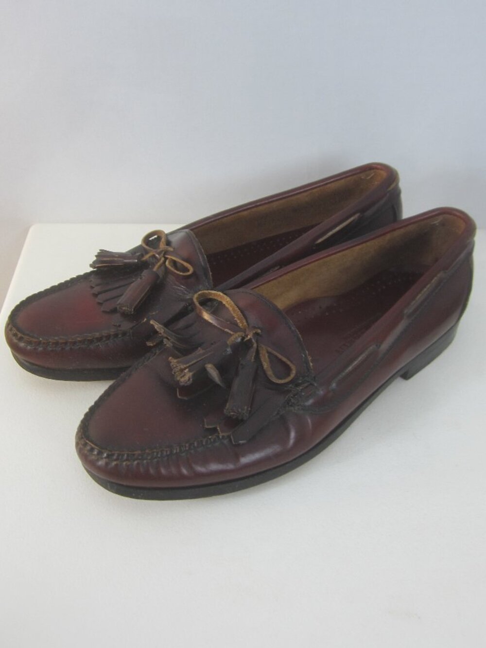 Cole Haan Pinch Tassel Men 11 D Burgundy Leather Slip On Loafers Shoes Classic